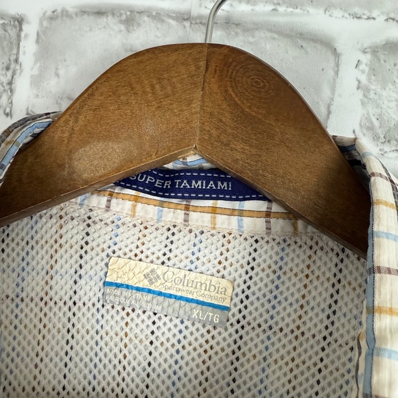 Columbia PFG Super Tamiami Light Plaid Long Sleeve Button Up Fishing Shirt XL - Picture 4 of 9